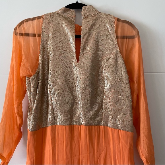 Peach Gold Chiffon Gown size M - Picture 7 of 7
